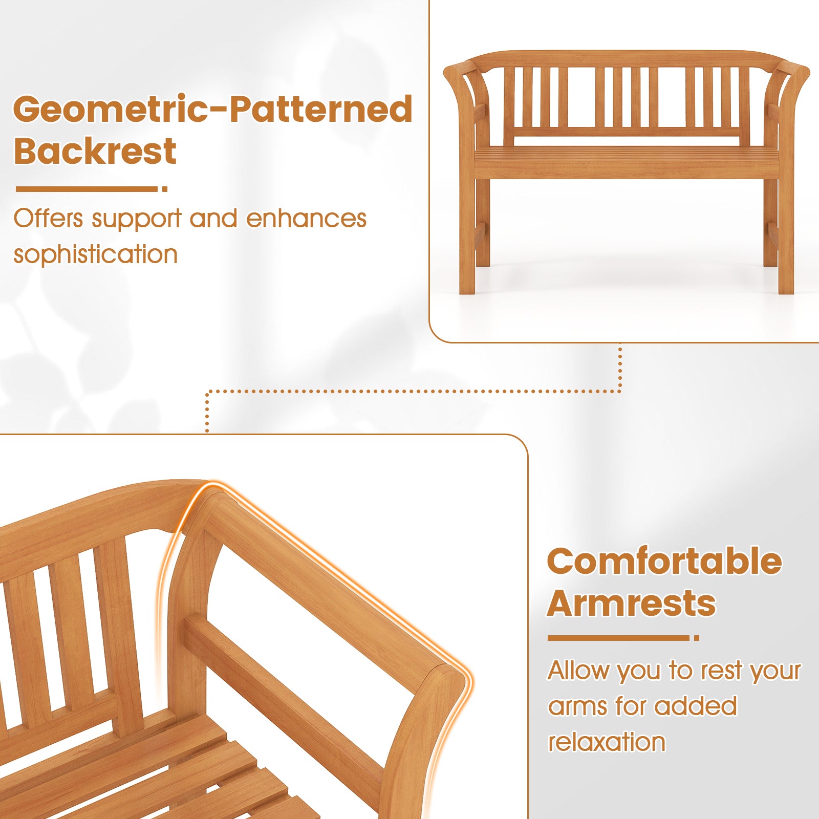 Acacia Wood 2-Person Patio Loveseat with Backrest and Armrests Outdoor Benches at Gallery Canada