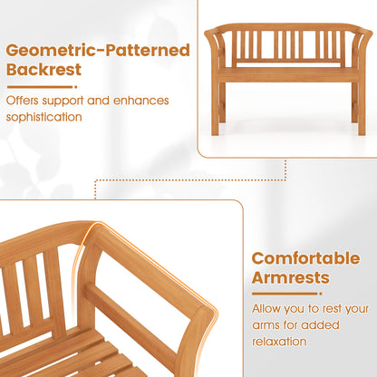 Acacia Wood 2-Person Patio Loveseat with Backrest and Armrests Outdoor Benches at Gallery Canada