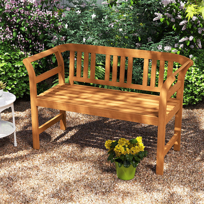 Acacia Wood 2-Person Patio Loveseat with Backrest and Armrests Outdoor Benches at Gallery Canada