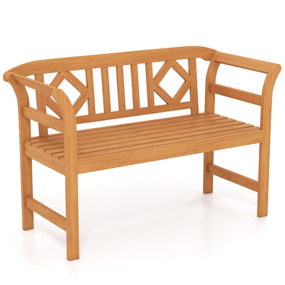 Acacia Wood 2-Person Patio Loveseat with Backrest and Armrests for Porch Outdoor Benches Options at Gallery Canada
