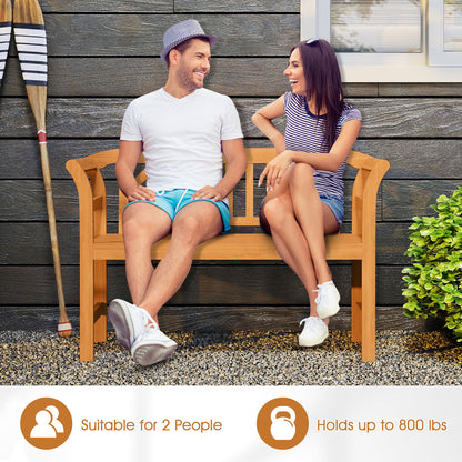 Acacia Wood 2-Person Patio Loveseat with Backrest and Armrests for Porch Outdoor Benches at Gallery Canada