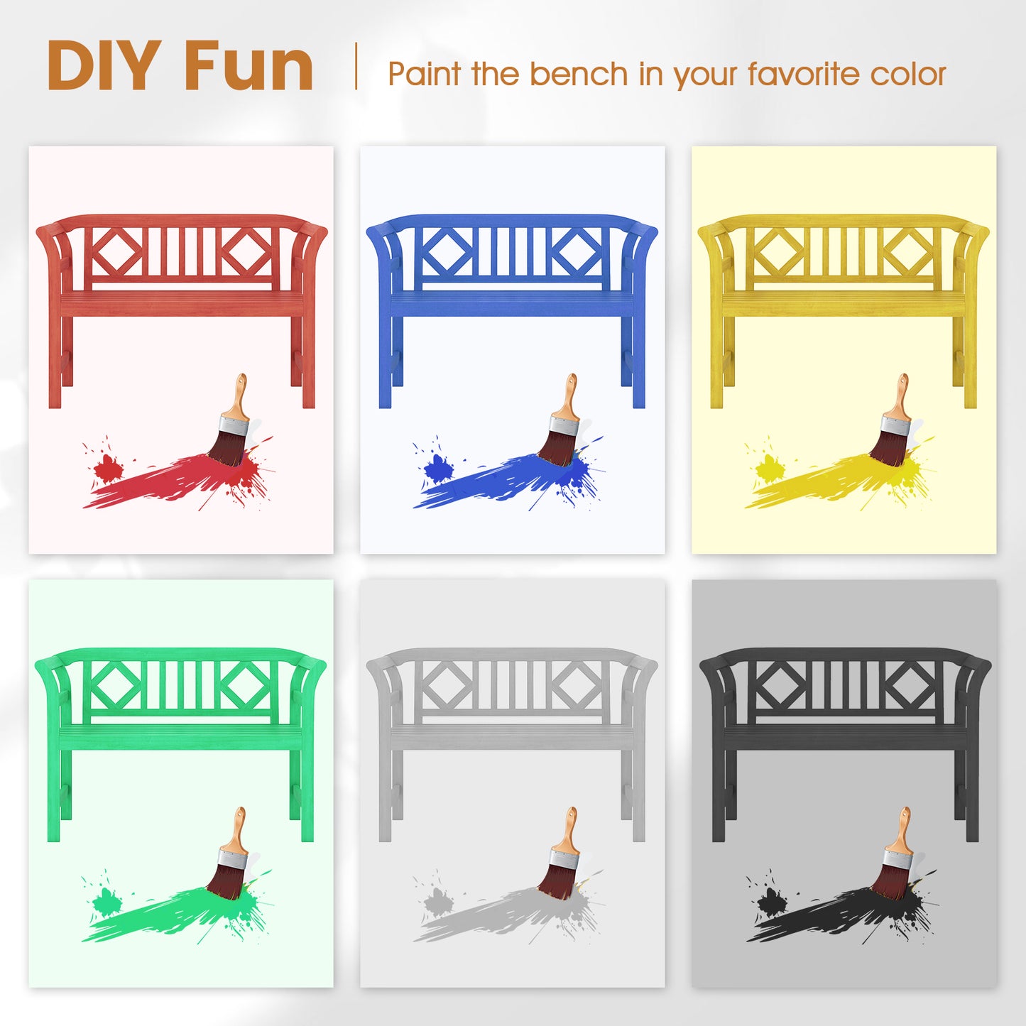 Acacia Wood 2-Person Patio Loveseat with Backrest and Armrests for Porch Outdoor Benches at Gallery Canada