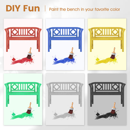 Acacia Wood 2-Person Patio Loveseat with Backrest and Armrests for Porch Outdoor Benches at Gallery Canada