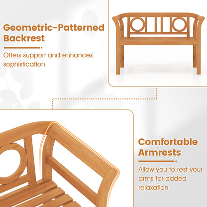Acacia Wood 2-Person Patio Loveseat with Backrest and Armrests for Backyard Outdoor Benches at Gallery Canada