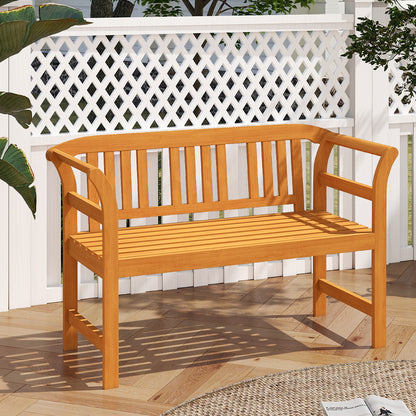 Acacia Wood 2-Person Patio Loveseat with Backrest and Armrests Outdoor Benches at Gallery Canada