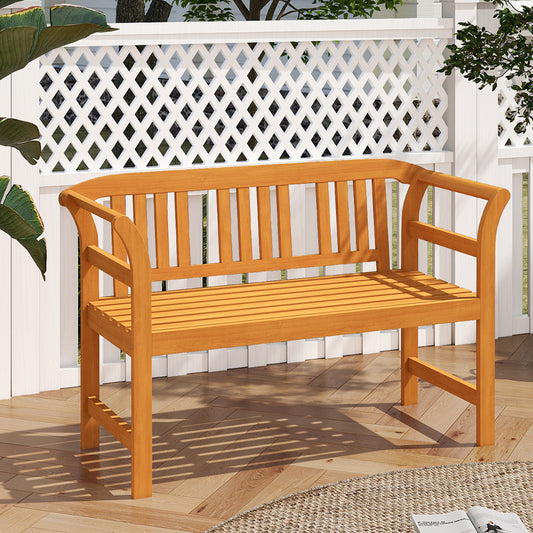 Acacia Wood 2-Person Patio Loveseat with Backrest and Armrests Outdoor Benches Options at Gallery Canada