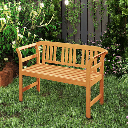Acacia Wood 2-Person Patio Loveseat with Backrest and Armrests Outdoor Benches at Gallery Canada