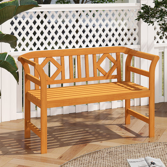 Acacia Wood 2-Person Patio Loveseat with Backrest and Armrests for Porch Outdoor Benches Options at Gallery Canada