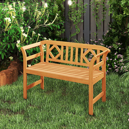 Acacia Wood 2-Person Patio Loveseat with Backrest and Armrests for Porch Outdoor Benches at Gallery Canada