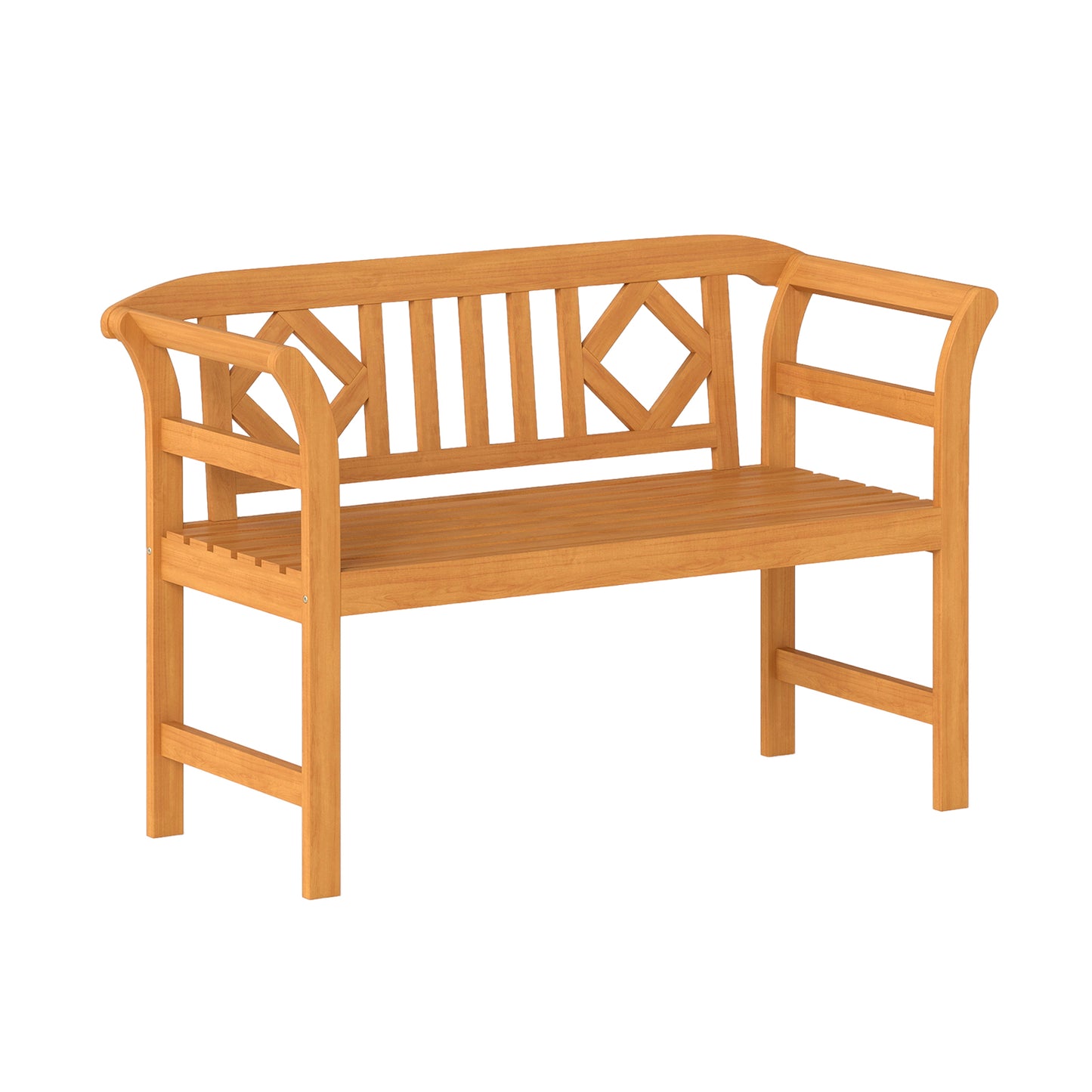Acacia Wood 2-Person Patio Loveseat with Backrest and Armrests for Porch Outdoor Benches at Gallery Canada