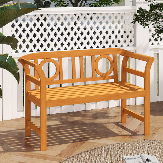 Acacia Wood 2-Person Patio Loveseat with Backrest and Armrests for Backyard Outdoor Benches Options at Gallery Canada