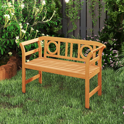 Acacia Wood 2-Person Patio Loveseat with Backrest and Armrests for Backyard Outdoor Benches at Gallery Canada