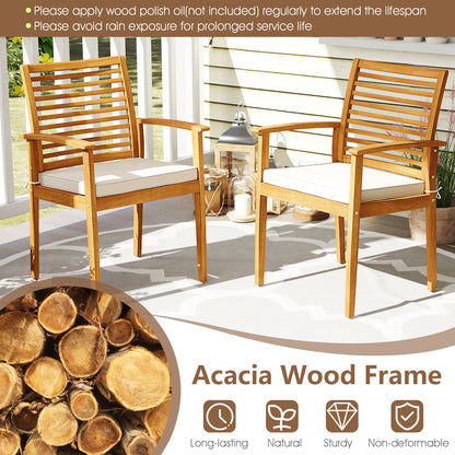 Acacia Wood 7-Piece Patio Dining Set with Umbrella Hole, Natural Patio Dining Sets at Gallery Canada