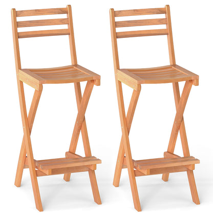 Acacia Wood Bar Height Chair Set of 2 Patio Bar Furniture Natural at Gallery Canada