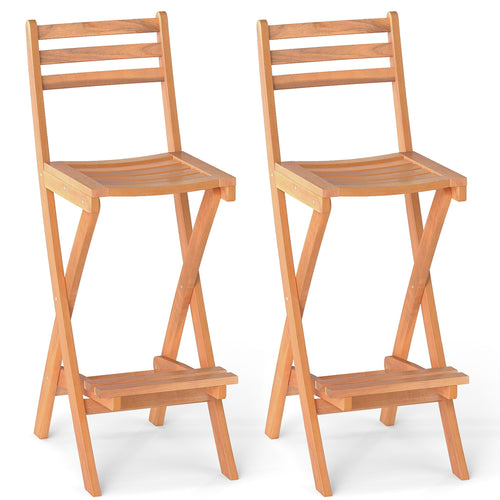 Acacia Wood Bar Height Chair Set of 2