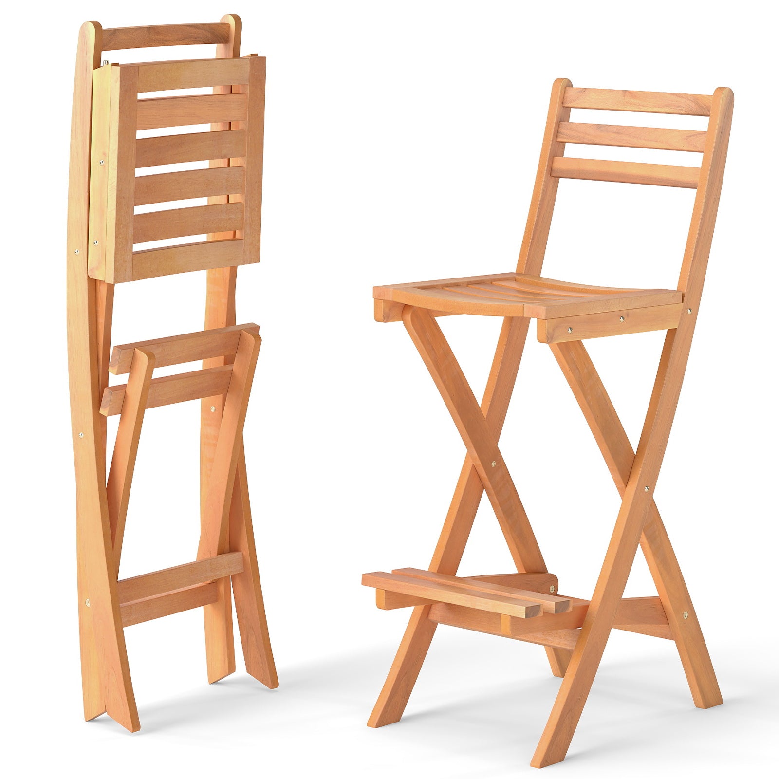 Acacia Wood Bar Height Chair Set of 2 Patio Bar Furniture at Gallery Canada