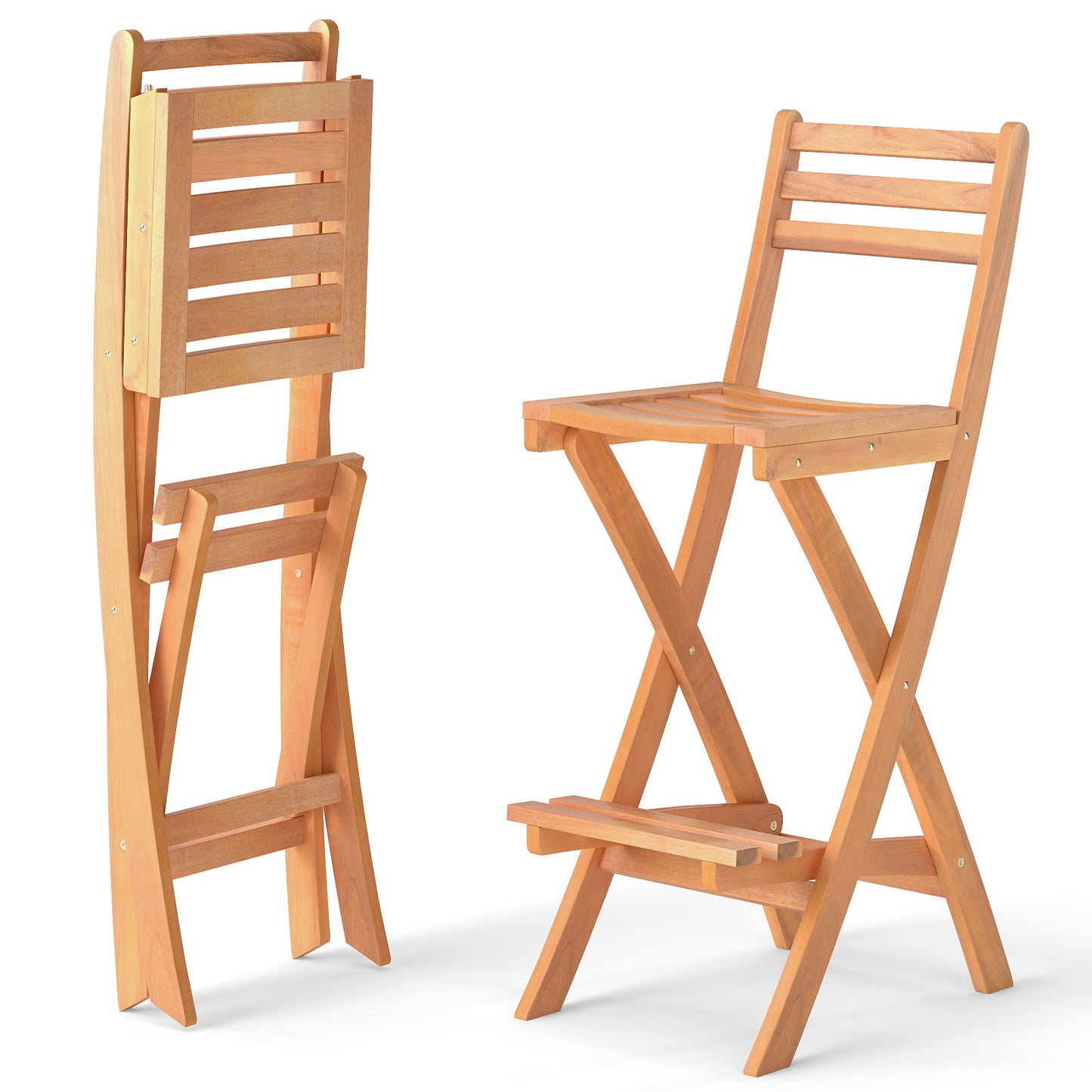 Acacia Wood Bar Height Chair Set of 2 Patio Bar Furniture at Gallery Canada