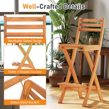 Acacia Wood Bar Height Chair Set of 2 Patio Bar Furniture at Gallery Canada