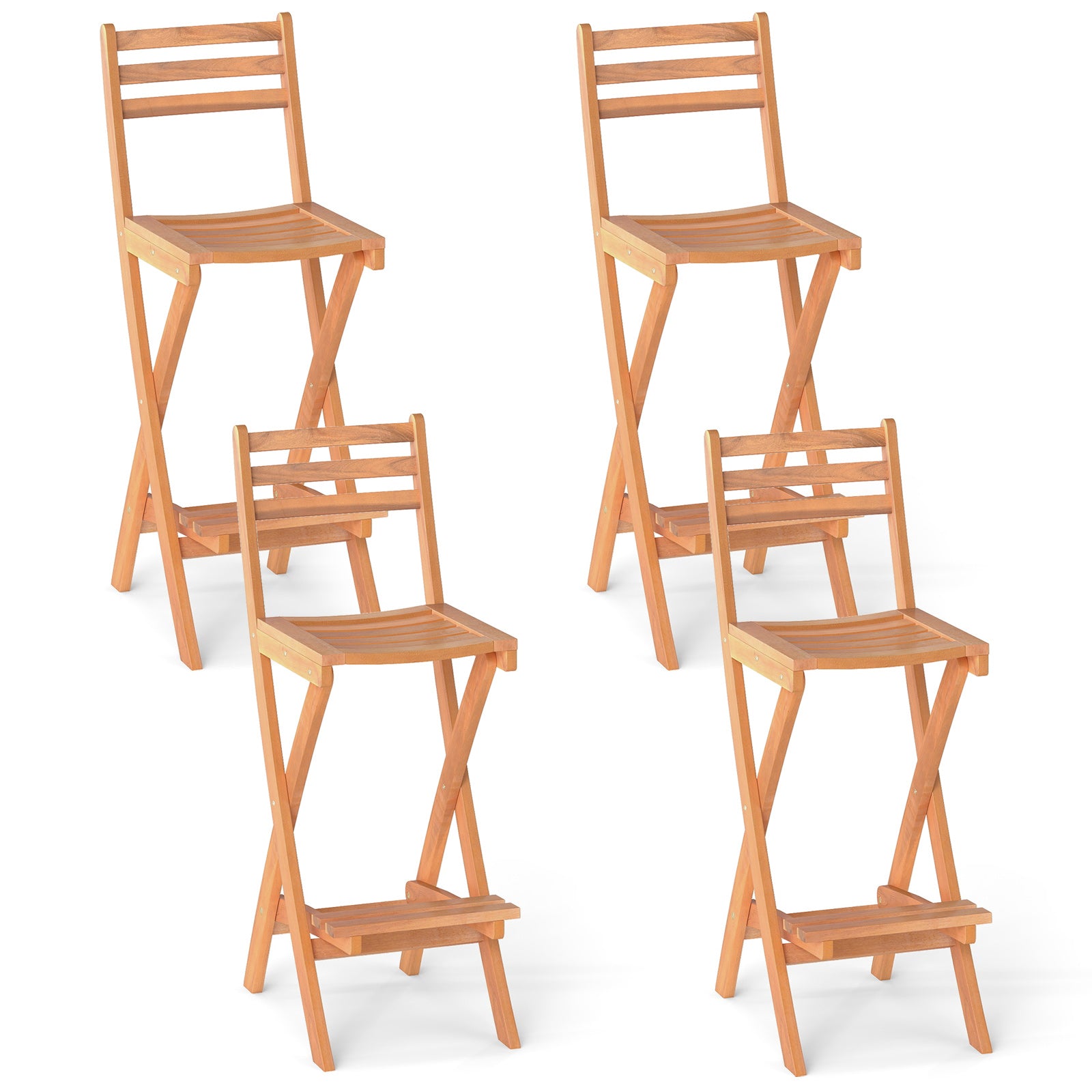 Acacia Wood Bar Height Chair with Backrest and Footrest for Backyard-Set of 4 Patio Bar Furniture Options at Gallery Canada