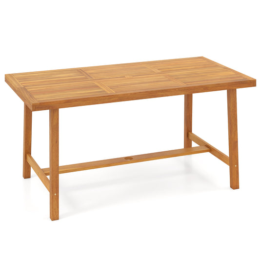 Acacia Wood Dining Table, 6 Person, Heavy-Duty, Indoor Outdoor, Natural Patio Dining Tables Natural at Gallery Canada