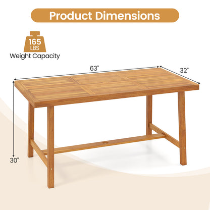 Acacia Wood Dining Table, 6 Person, Heavy-Duty, Indoor Outdoor, Natural Patio Dining Tables at Gallery Canada