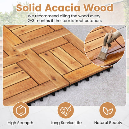 Acacia Wood Interlocking Deck Tiles for Patio Balcony Backyard Porch Poolside, Natural Decorative Fencing & Flooring at Gallery Canada