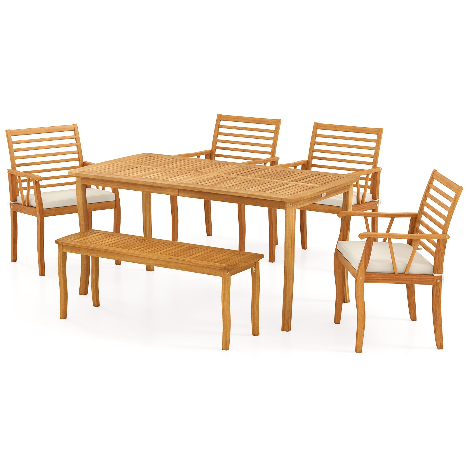 Acacia Wood Outdoor Table and Bench Chairs Set with 1.97 Inch Umbrella Hole Patio Dining Sets Options at Gallery Canada