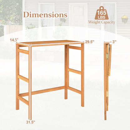 Acacia Wood Outdoor Bar Table with Slatted Tabletop for Balcony Bar Tables at Gallery Canada