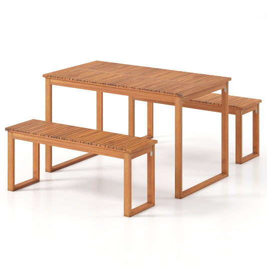 Acacia Wood Outdoor Garden Bench Set of 1/2 with Slatted Seat for Front Porch-Set of 1 Outdoor Benches Options at Gallery Canada