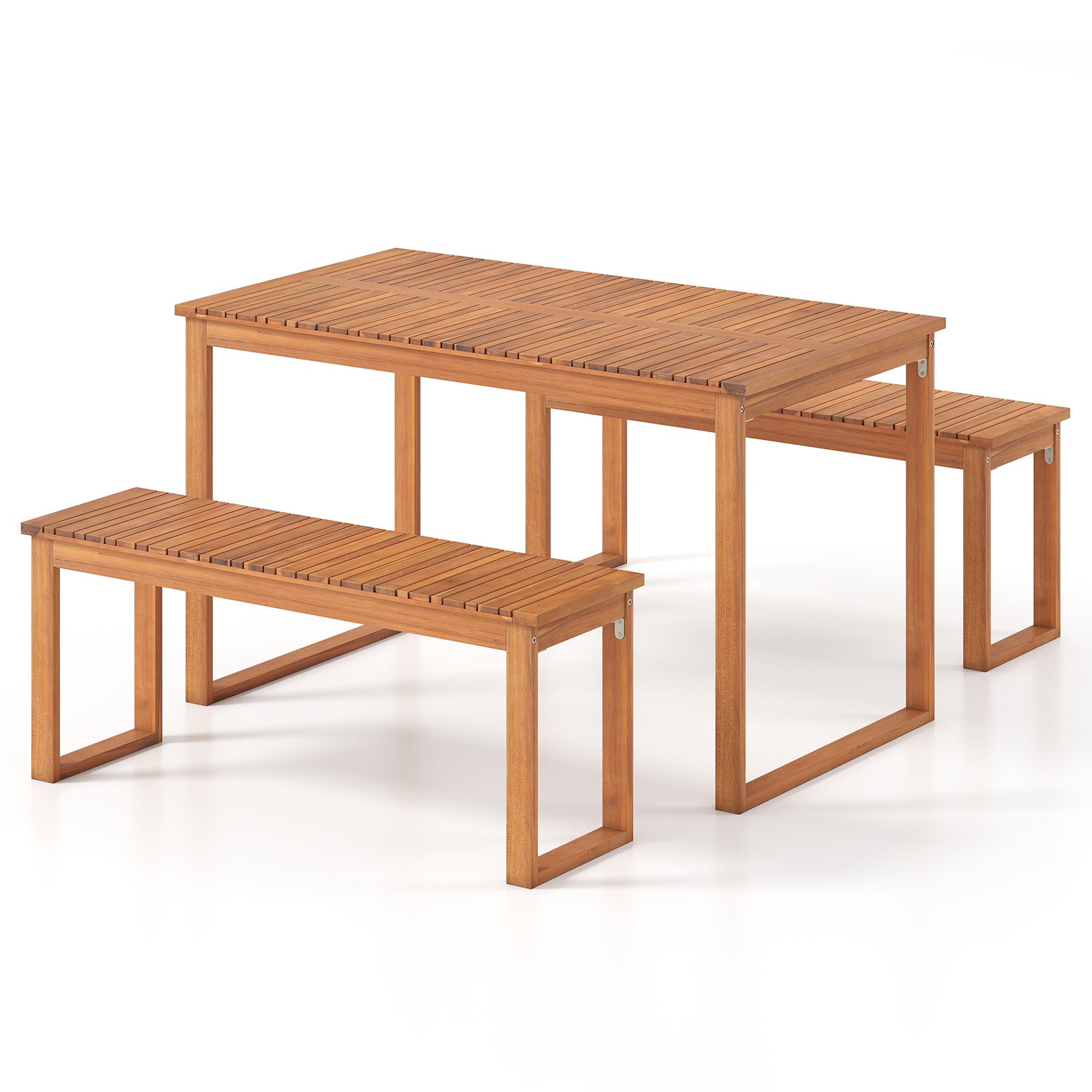 Acacia Wood Outdoor Garden Bench Set of 1/2 with Slatted Seat for Front Porch-Set of 2 Outdoor Benches at Gallery Canada