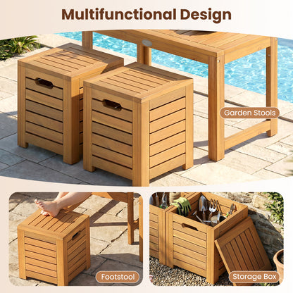 Acacia Wood Outdoor Coffee Table with Stools Set of 2 3 Pieces Patio Table and Stools Set Patio Conversation Sets at Gallery Canada