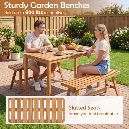 Acacia Wood Outdoor Garden Bench Set of 1/2 with Slatted Seat and 800 lbs Capacity-Set of 1 Outdoor Benches at Gallery Canada