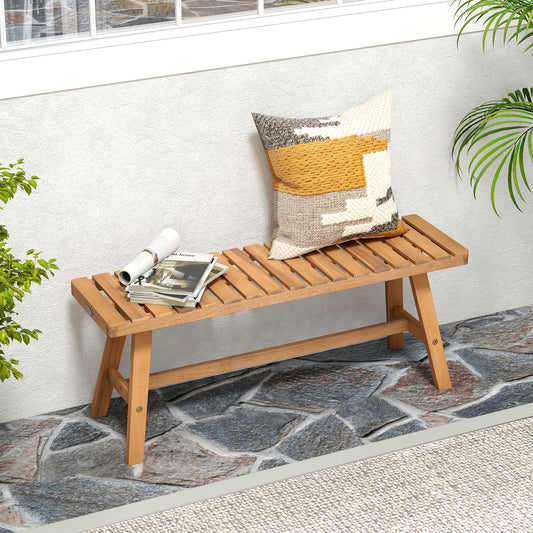 Acacia Wood Outdoor Garden Bench Set of 1/2 with Slatted Seat and 800 lbs Capacity-Set of 1 Outdoor Benches Options at Gallery Canada