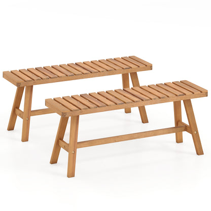 Acacia Wood Outdoor Garden Bench Set of 1/2 with Slatted Seat and 800 lbs Capacity-Set of 2 Outdoor Benches Options at Gallery Canada