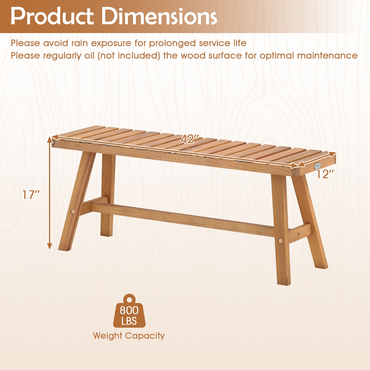 Acacia Wood Outdoor Garden Bench Set of 1/2 with Slatted Seat and 800 lbs Capacity-Set of 2 Outdoor Benches at Gallery Canada