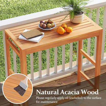 Acacia Wood Outdoor Bar Table with Slatted Tabletop for Balcony Bar Tables at Gallery Canada