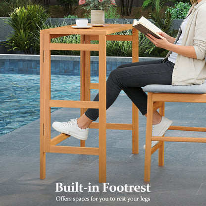 Acacia Wood Outdoor Bar Table with Slatted Tabletop for Balcony Bar Tables at Gallery Canada