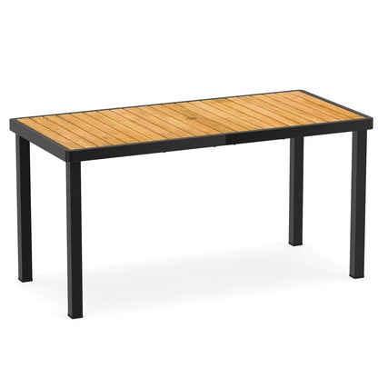 Acacia Wood Outdoor Dining Table, 1.97" Umbrella Hole, 6-Person Patio Dining Tables Natural and Black at Gallery Canada