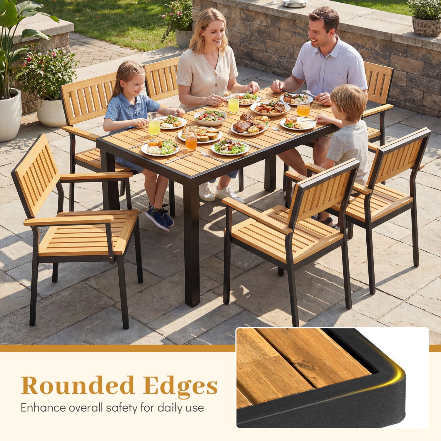 Acacia Wood Outdoor Dining Table, 1.97