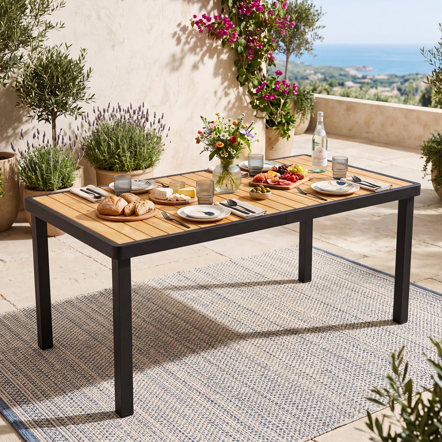 Acacia Wood Outdoor Dining Table, 1.97