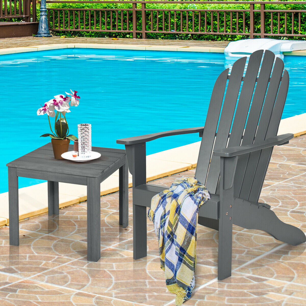 Acacia Wood Outdoor Adirondack Chair, Gray Adirondack Chairs at Gallery Canada