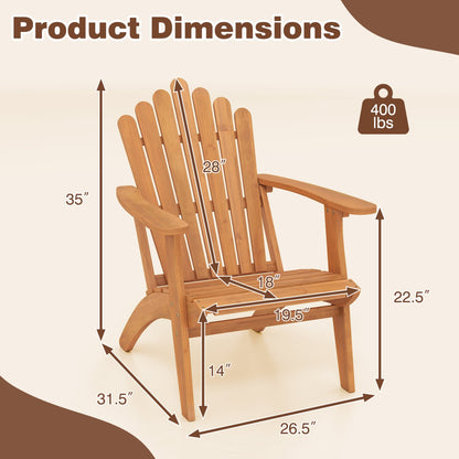 Acacia Wood Outdoor Patio Chair with 400 lbs Weight Capacity, Natural