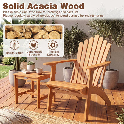 Acacia Wood Outdoor Patio Chair with 400 lbs Weight Capacity, Natural