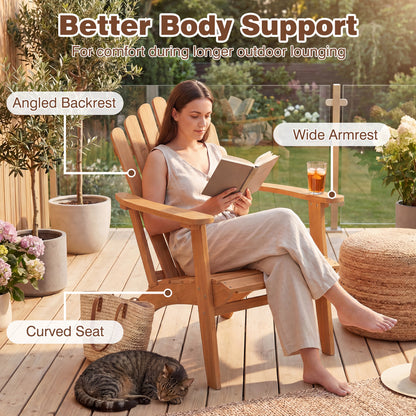 Acacia Wood Outdoor Patio Chair with 400 lbs Weight Capacity, Natural