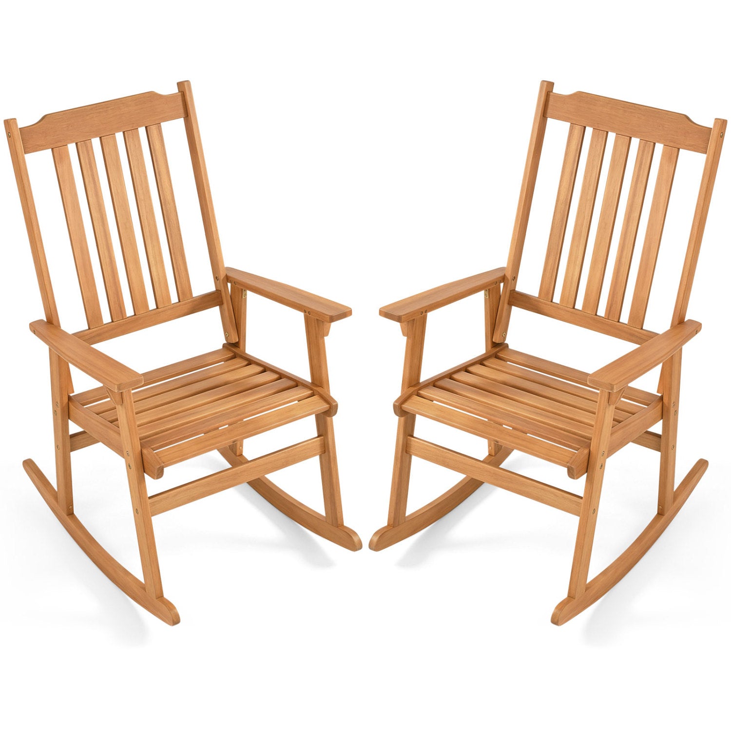 Acacia Wood Oversized Rocking Chair with High Back and Armrests for Outdoor, Natural Patio Rocking Chairs & Gliders Natural at Gallery Canada