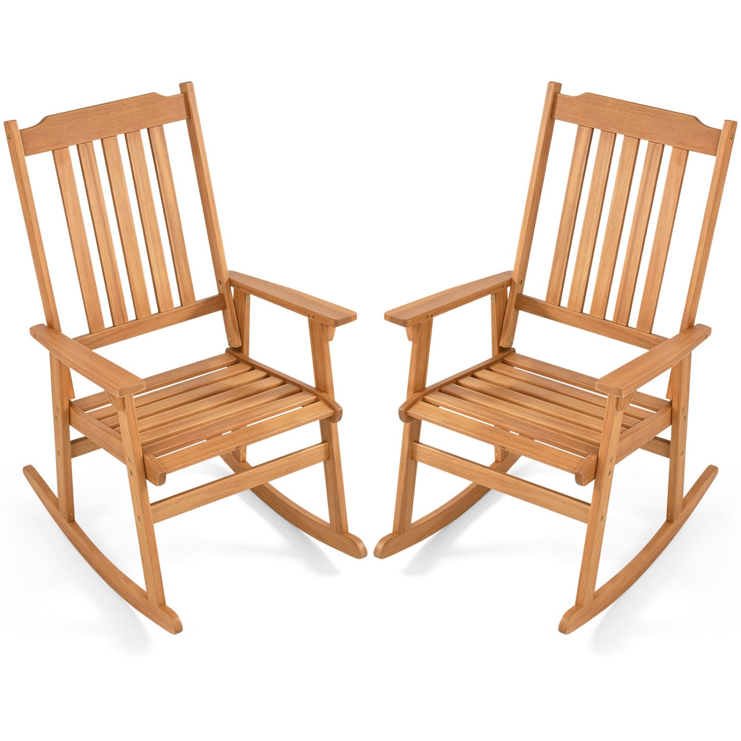 Acacia Wood Oversized Rocking Chair with High Back and Armrests for Outdoor, Natural Patio Rocking Chairs & Gliders Natural at Gallery Canada