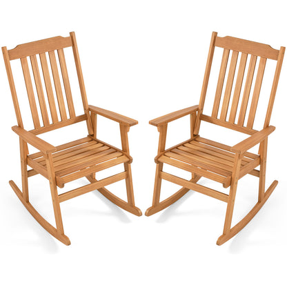 Acacia Wood Oversized Rocking Chair with High Back and Armrests for Outdoor, Natural Patio Rocking Chairs & Gliders Natural at Gallery Canada