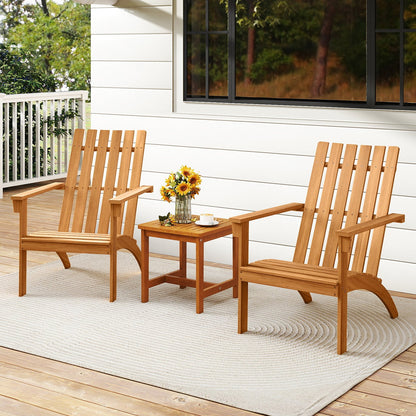 Acacia Wood Patio Adirondack Chair with Inclined Seat and High Backrest for Porch, Natural Adirondack Chairs at Gallery Canada