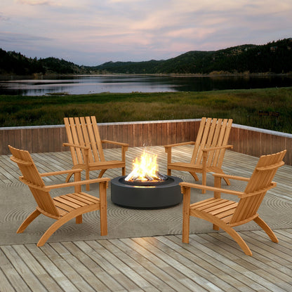 Acacia Wood Patio Adirondack Chair with Inclined Seat and High Backrest for Porch, Natural Adirondack Chairs at Gallery Canada