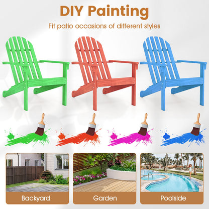 Acacia Wood Patio Adirondack Chair with Inclined Seat and High Backrest for Porch Poolside, Natural Adirondack Chairs at Gallery Canada